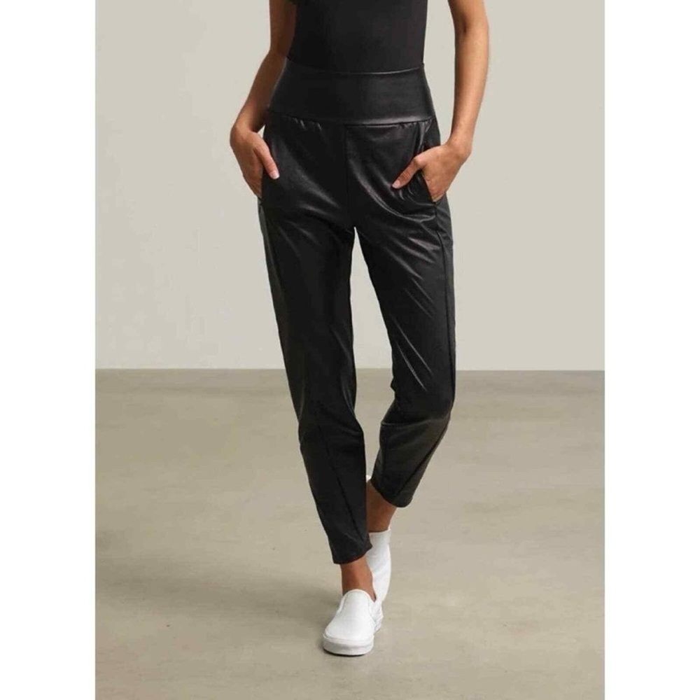 Commando Women’s M Faux Leather Tapered Pant Black High-waist Leggings Medium